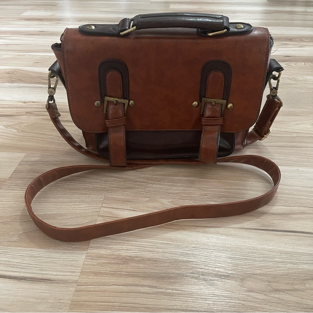 Ecosusi Brown and Tan Vintage Crossbody Bag